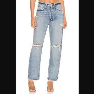 AGOLDE 90's Mid Rise Loose Distressed Jeans in Isolate